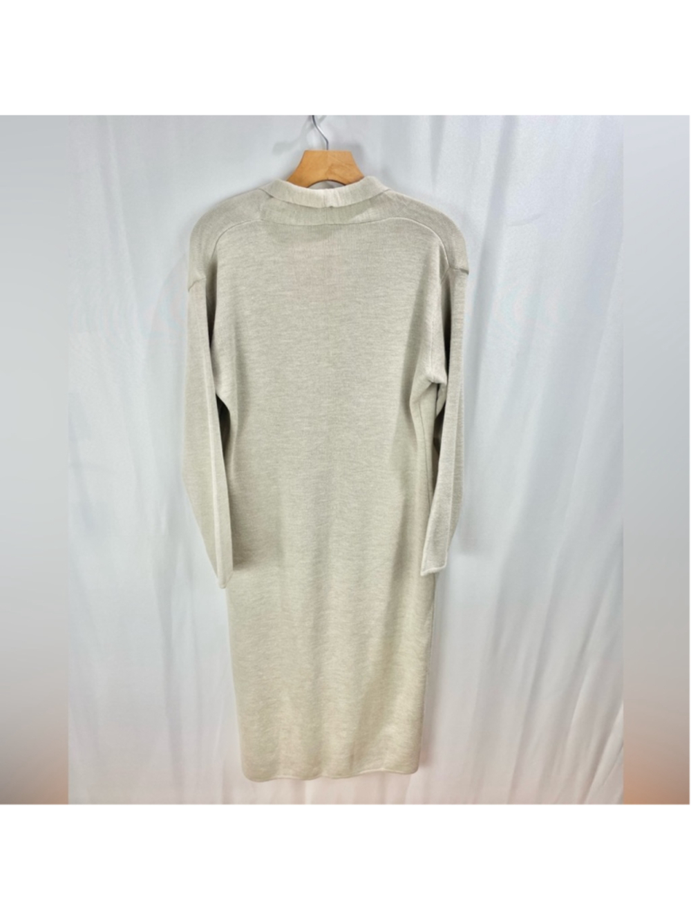 Vintage Tan Button Front Maxi Sweater Dress Size L - Picture 3 of 5